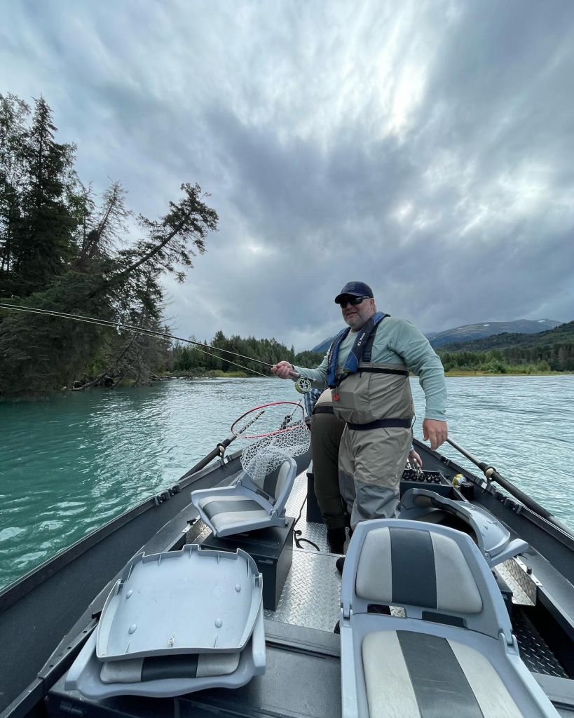 fishing guide Jason Lesmeister fishing on the Kenai River